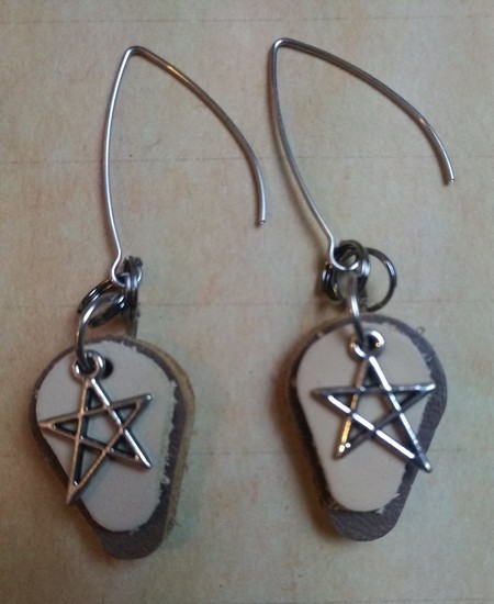 Boucles D'oreilles Pendentif Anna Italie - Doré, Argent, Cuir - Neuves Jamais Portées