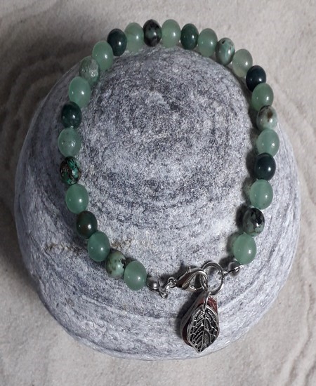 Bracelet Aventurine Verte Et Quartz Rose 8mm - Pierre Naturelle Ajustable