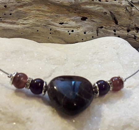 Pendentifs en coeur améthyste 