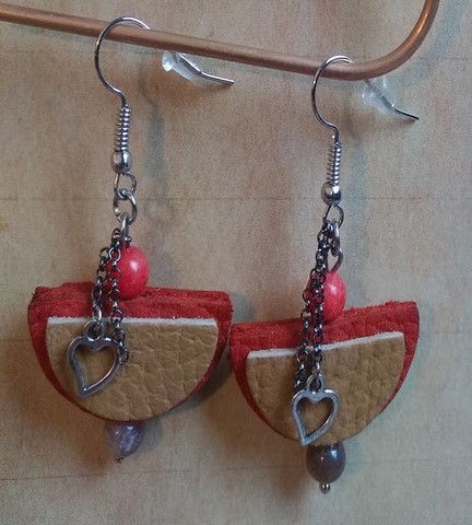 Boucles d'oreilles en cuir et perles naturelles boucles d'oreilles goutte en cuir