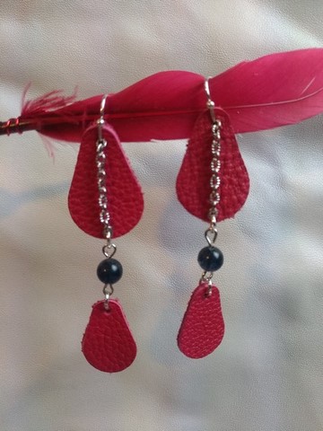 Boucles d'oreilles gouttes en cuir 