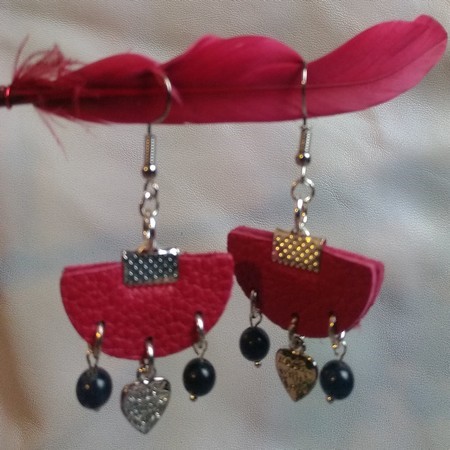 pendentifs cuir véritable demi-lune cuir 