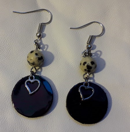 boucles d'oreilles cuir vernis perle naturelle