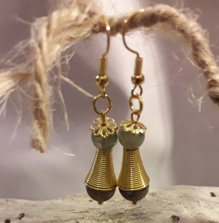 boucles d'oreilles perles labradorite 