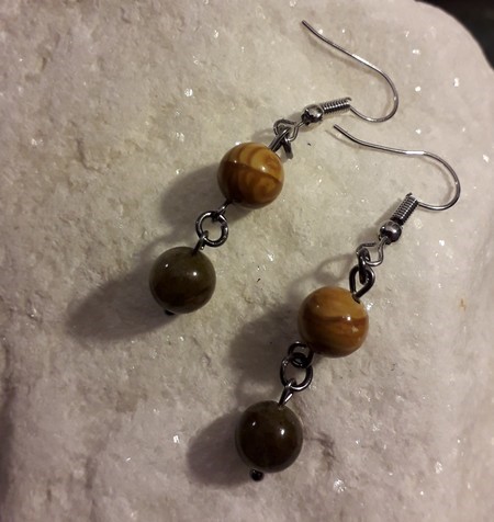 boucles d'oreilles  perles labradorite et jaspe paysage