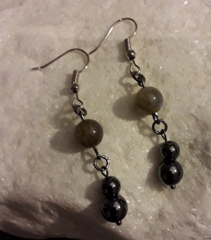 boucles d'oreilles perles jaspe paysage