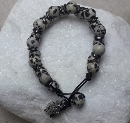 Bracelet jaspe dalmatien   8 mm