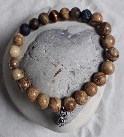 Bracelet en jaspe paysage homme  8  mm