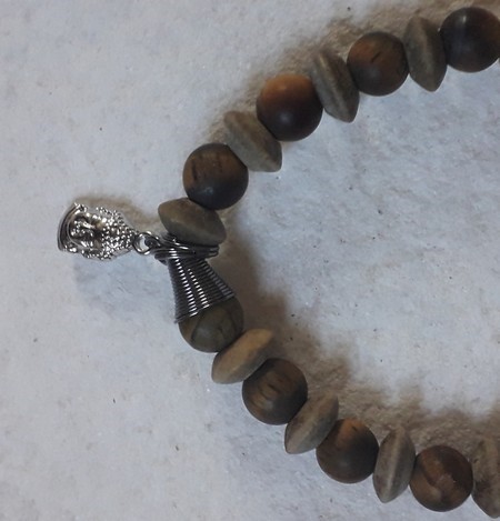 bracelet homme en jaspe paysage tête de mort 