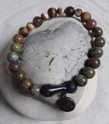 Bracelet en jaspe paysage homme  8  mm