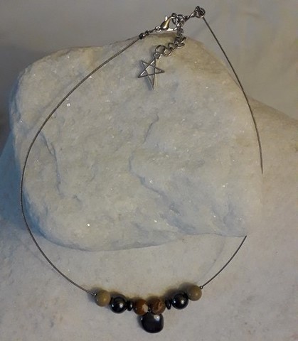 Collier cable hématite jaspe paysage