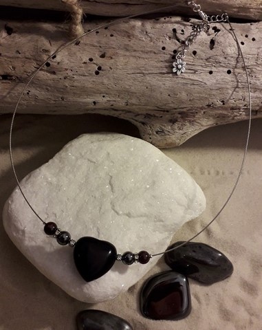 Pendentifs en coeur onyx noir 