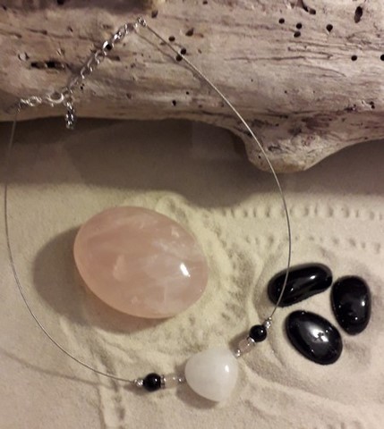 Pendentifs en coeur en quartz blanc  