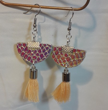 boucles d'oreilles pendentifs demi-lune en cuir 