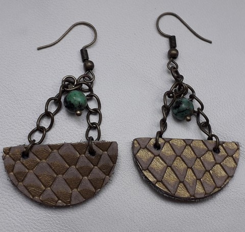 boucles d'oreilles pendentifs demi-lune en cuir