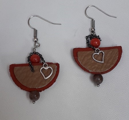 boucles d'oreilles cuir et perles boucles d'oreilles demi lunes en cuir