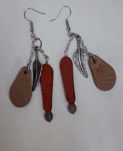 boucles d'oreilles goutte en cuir 