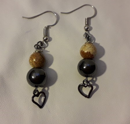 boucles d'oreilles perles jaspe paysage