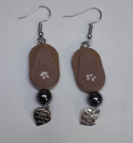 boucles d'oreilles cuir et hématite  