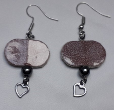 boucles d'oreilles en cuir verni et hématite