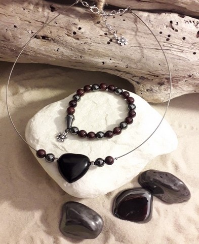 Pendentifs en coeur en onyx 