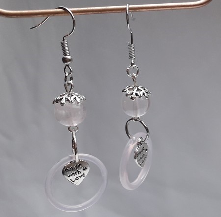 boucles d'oreilles en quartz rose véritable  