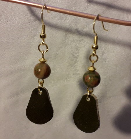 boucles d'oreilles pendentifs en agate mousse 