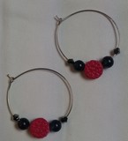 créoles en cuir et perles naturelles 