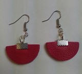 Boucles d'oreilles en cuir véritable rouge 