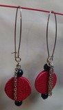 Boucles d'oreilles cuir et perles naturelles noires