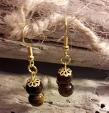 boucles d'oreilles perles oeil de tigre 