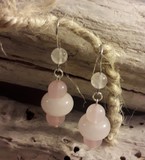 boucles d'oreilles en quartz rose véritable  