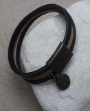 Bracelet en lacets de cuir homme fermoir aimanté