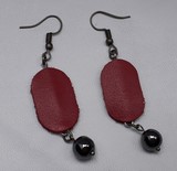 boucles d'oreilles cuir et hématite  