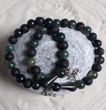 Bracelet duo agate mousse et lave  8 mm