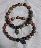 Bracelet  unakite et oeil de tigre   8  mm