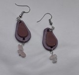 boucles d'oreilles en mauve et perles de quartz rose 