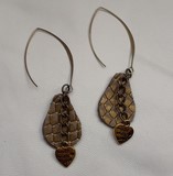 boucles d'oreilles goutte  en cuir couleur bronze 