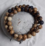 Bracelet duo jaspe et lave  8  mm