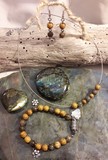 Pendentifs coeur en labradorite et jaspe paysage