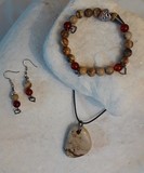 parure en jaspe paysage et agate rouge
