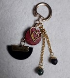 Porte clefs cuir et pierres naturelles 