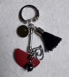 Porte clefs cuir et pierres naturelles 