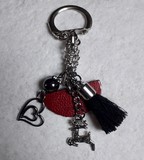 Porte clefs cuir et pierres naturelles 