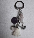 Porte clefs cuir et pierres naturelles 