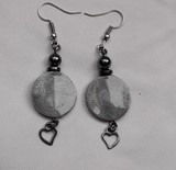 boucles d'oreilles cuir,verni et hématite