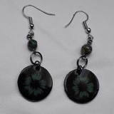 boucles d'oreilles cuir imprimé et perle naturelle